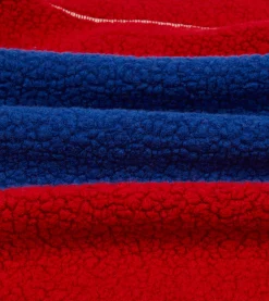 Drake’s Ecru, Red And Blue Boucle Wool Zip Fleece Jacket