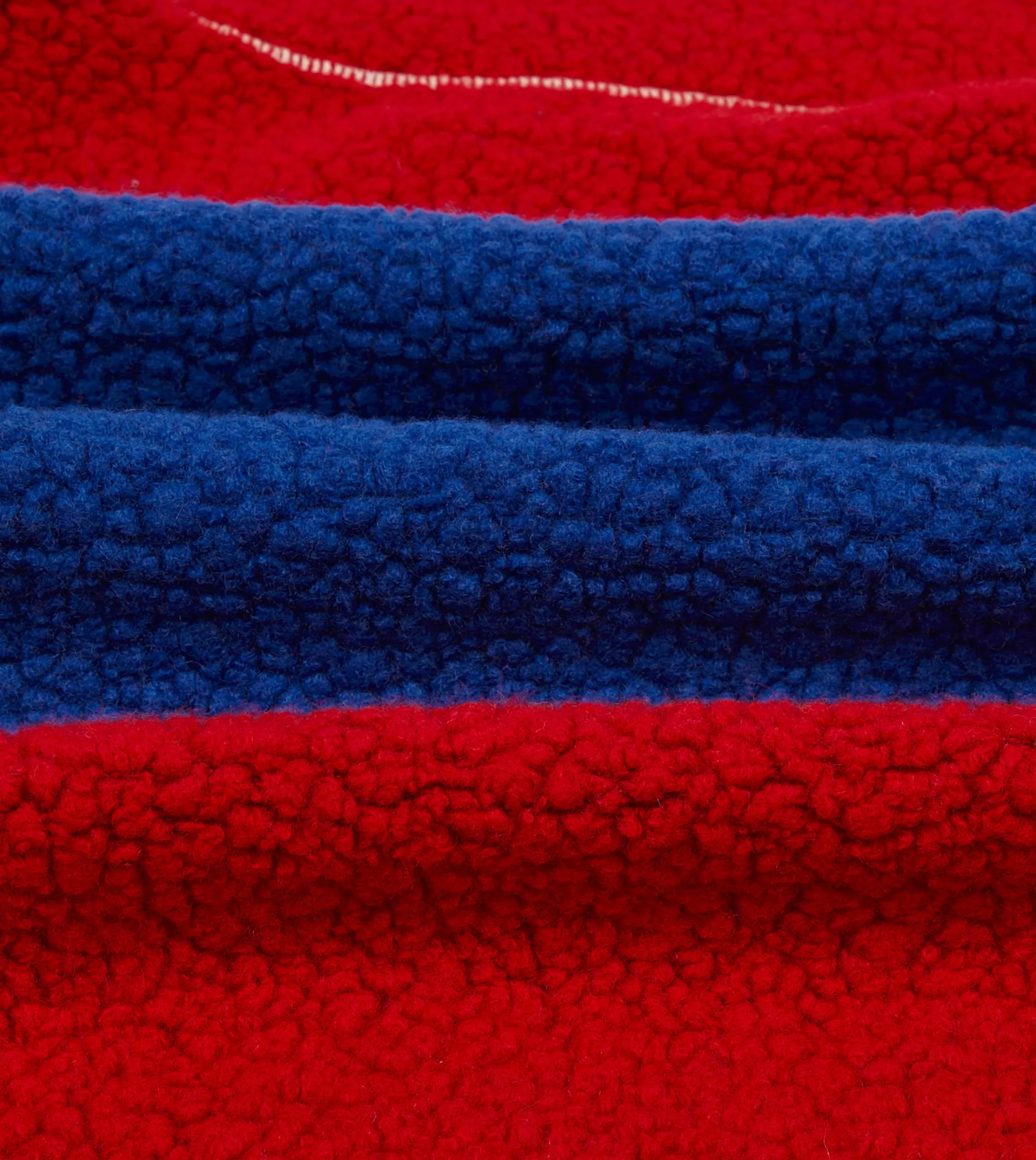 Drake’s Ecru, Red And Blue Boucle Wool Zip Fleece Jacket