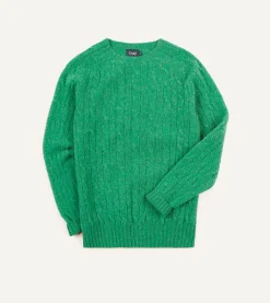 Drake’s Brushed Cable Knit Shetland Crew Neck Jumper