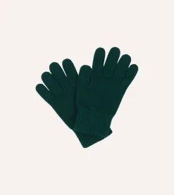Drake’s Forest Green Cashmere Knitted Gloves