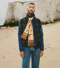 Drake’s Birds Of Paradise Print Tubular Silk Tasselled Scarf