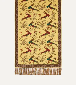 Drake’s Birds Of Paradise Print Tubular Silk Tasselled Scarf