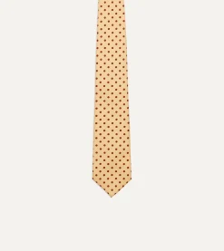 Drake’s Gold Circular Dot Silk Self Tipped Tie
