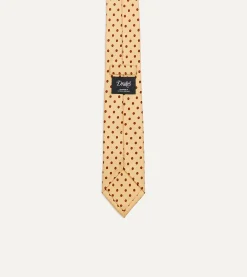 Drake’s Gold Circular Dot Silk Self Tipped Tie