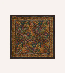 Drake’s Gold Tapestry Print Wool-Silk Bandana