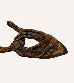 Drake’s Gold Tapestry Print Wool-Silk Bandana