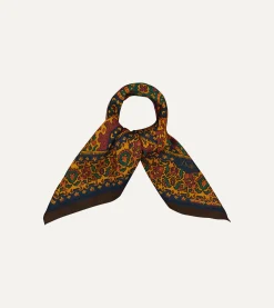 Drake’s Gold Tapestry Print Wool-Silk Bandana