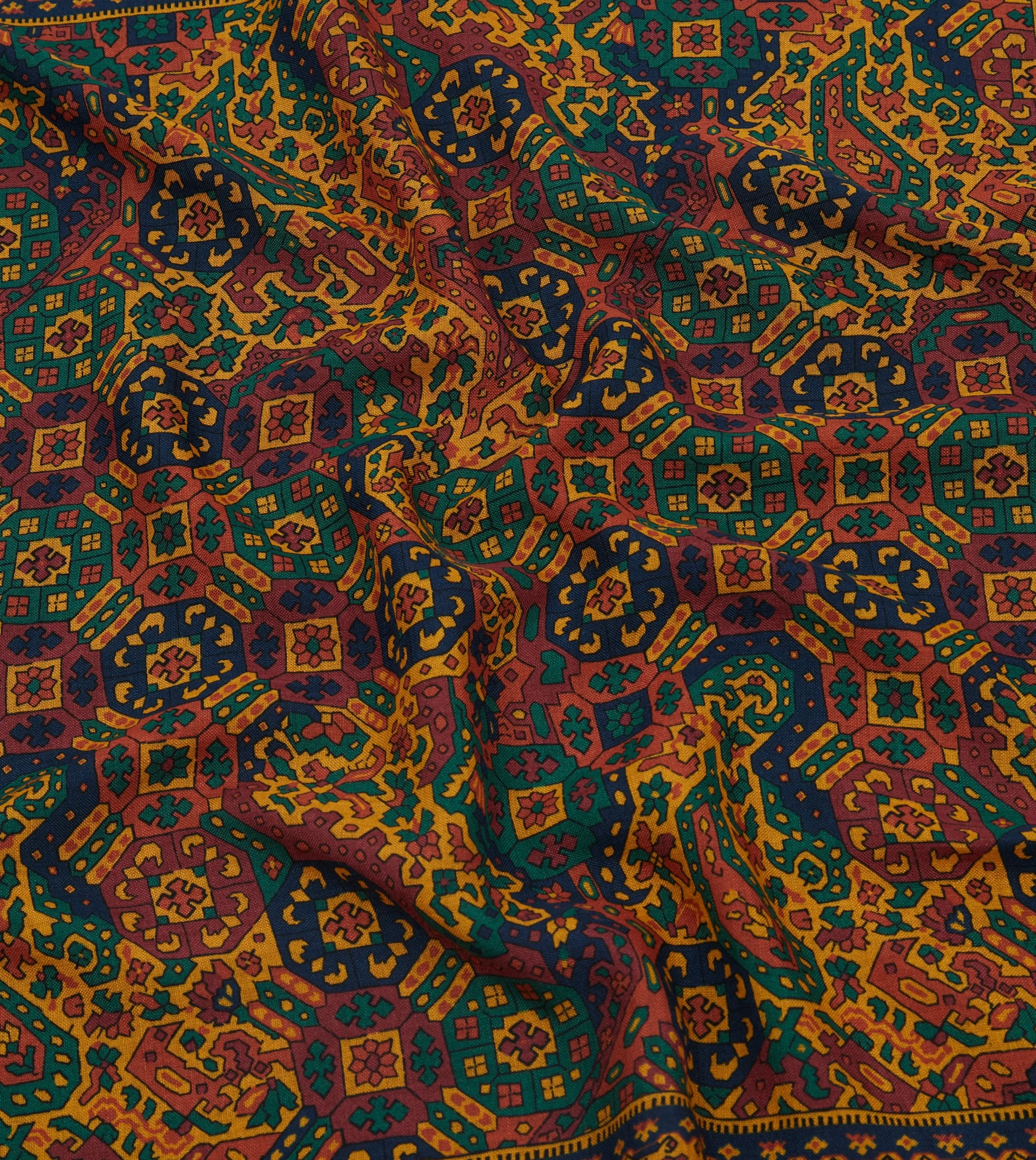 Drake’s Gold Tapestry Print Wool-Silk Bandana