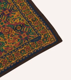Drake’s Gold Tapestry Print Wool-Silk Bandana