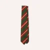 Drake’s Green And Red Stripe Mogador Silk Tipped Tie