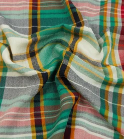 Drake’s Green And Red Tartan Check Wool Scarf