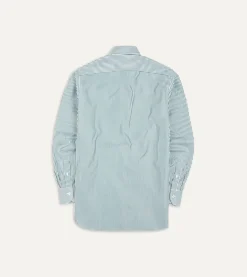 Drake’s And White Bengal Stripe Spread Collar Cotton Poplin Shirt