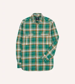 Drake’s And Yellow Check Slub Brushed Cotton Two-Pocket Work Shirt