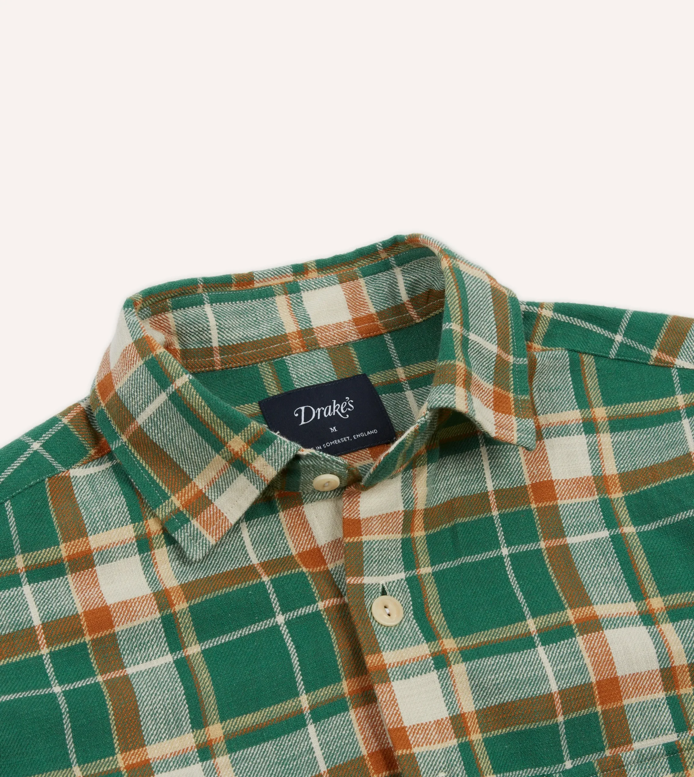 Drake’s And Yellow Check Slub Brushed Cotton Two-Pocket Work Shirt