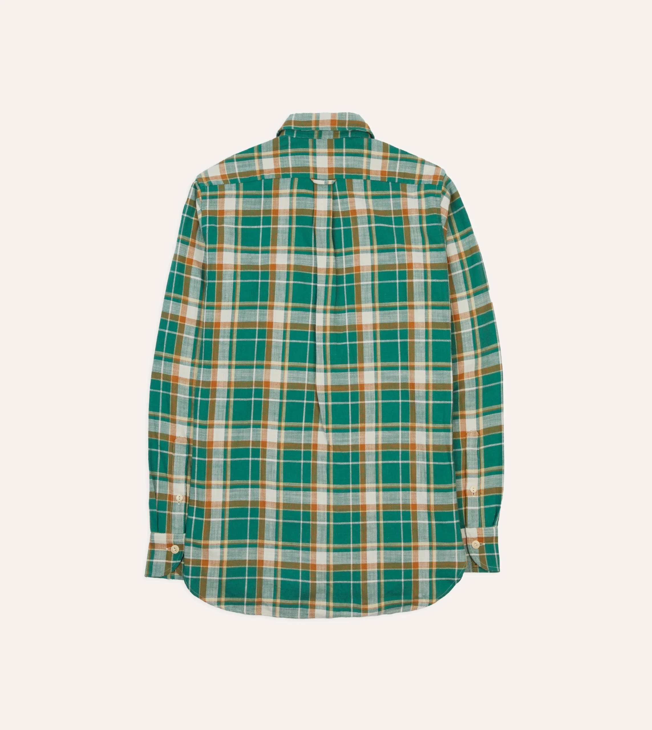 Drake’s And Yellow Check Slub Brushed Cotton Two-Pocket Work Shirt