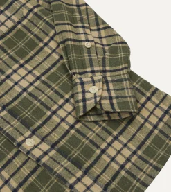 Drake’s Green Check Brushed Cotton Two-Pocket Work Shirt