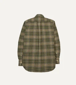 Drake’s Green Check Brushed Cotton Two-Pocket Work Shirt