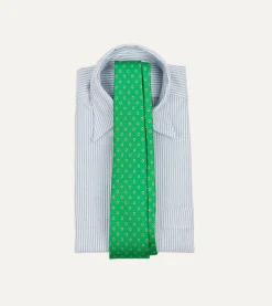 Drake’s Green Circular Dot Silk Self Tipped Tie
