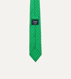 Drake’s Green Circular Dot Silk Self Tipped Tie