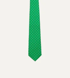 Drake’s Green Circular Dot Silk Self Tipped Tie