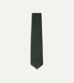 Drake’s Green Hand Rolled Large Knot Grenadine Tie