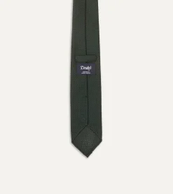 Drake’s Green Hand Rolled Large Knot Grenadine Tie