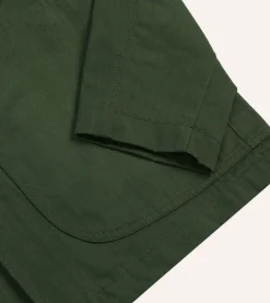 Drake’s Green Herringbone Cotton Three-Pocket Chore Jacket