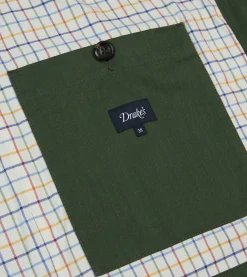 Drake’s Green Herringbone Cotton Three-Pocket Chore Jacket