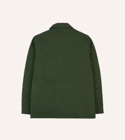 Drake’s Green Herringbone Cotton Three-Pocket Chore Jacket