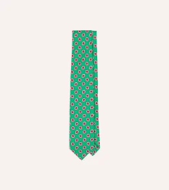 Drake’s Hexagon Tile Print Silk Self-Tipped Tie