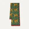 Drake’s Green Jumbo Tiger Print Wool-Silk Scarf