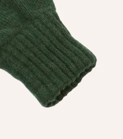 Drake’s Green Lambswool Knitted Gloves