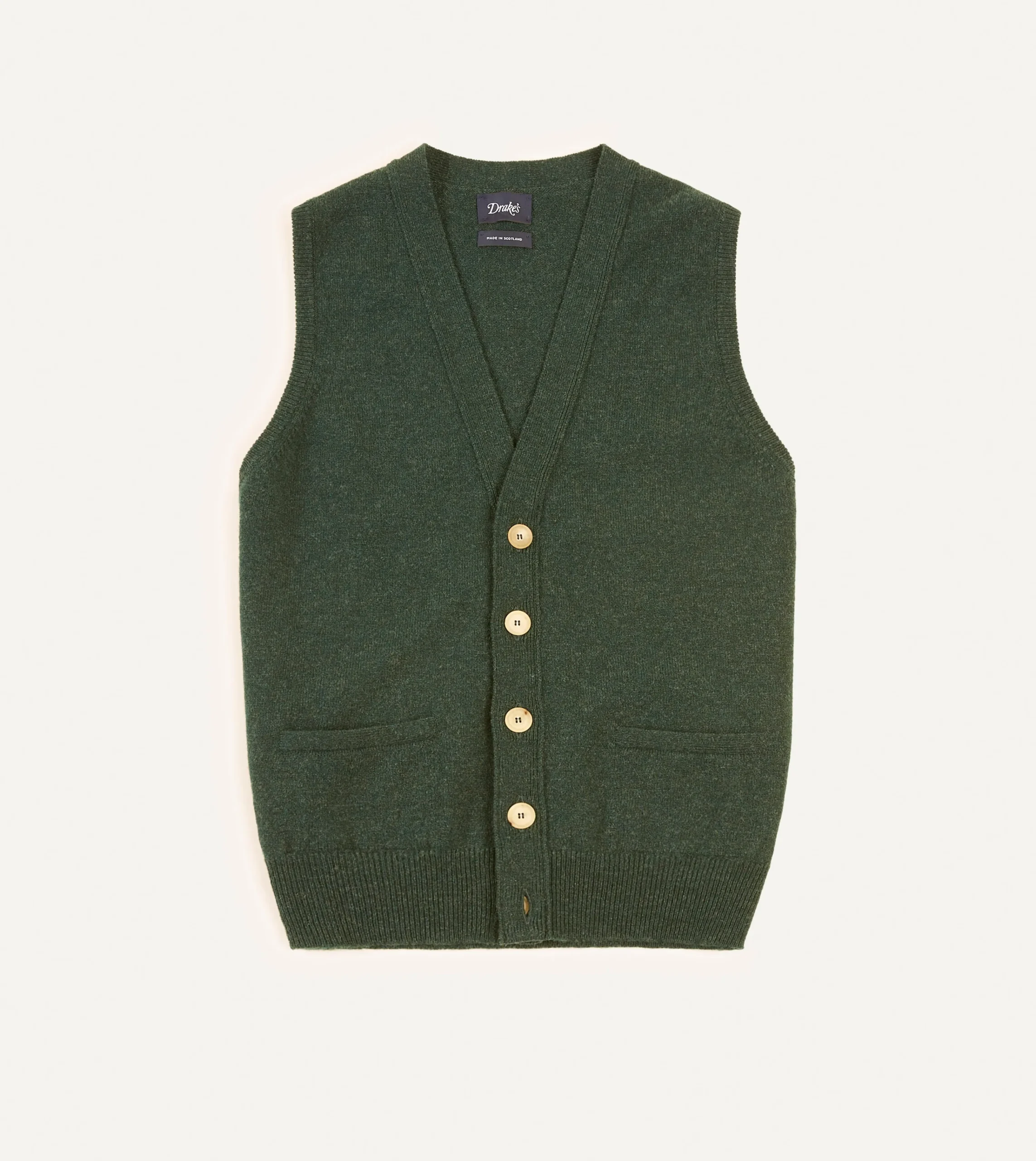 Drake’s Lambswool Sleeveless Cardigan