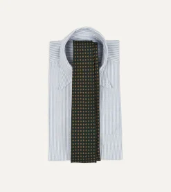 Drake’s Green Micro Geometric Print Silk Self Tipped Tie