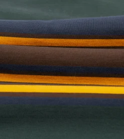 Drake’s Green, Navy And Gold Stripe Cotton Rugby Shirt