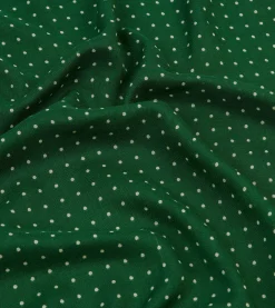 Drake’s Green Polka Dot Print Tubular Silk Tasselled Scarf