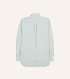Drake’s Green Ticking Stripe Cotton Oxford Cloth Pocket Button-Down Shirt