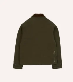 Drake’s Green Waxed Cotton Wader Jacket With Blanket Lining