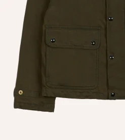 Drake’s Green Waxed Cotton Wader Jacket With Blanket Lining