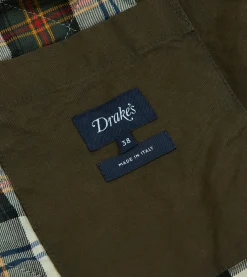 Drake’s Green Waxed Cotton Wader Jacket With Blanket Lining
