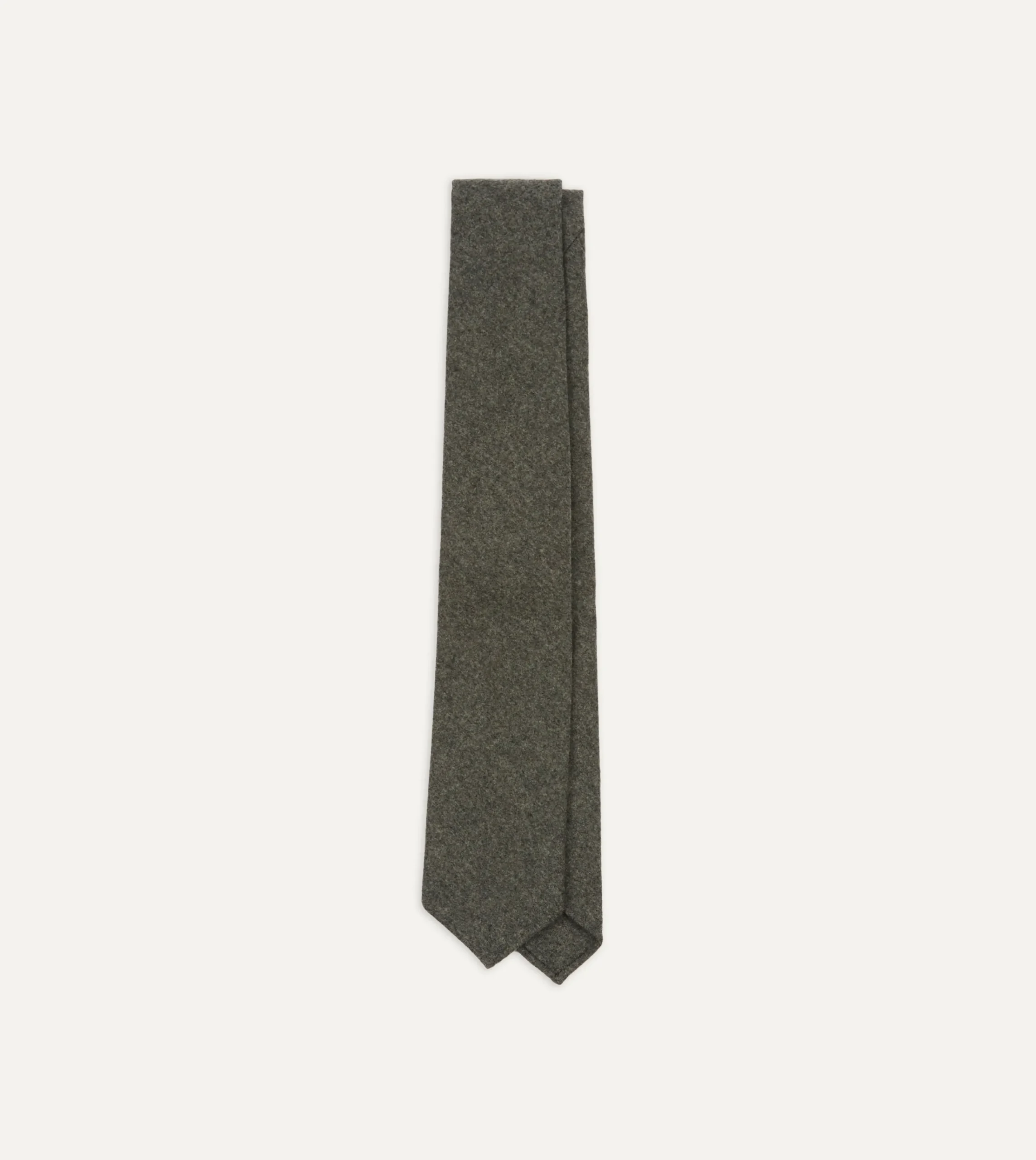 Drake’s Grey Brushed Solid Hand Rolled Wool Tie