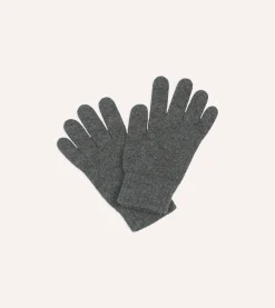 Drake’s Grey Cashmere Knitted Gloves