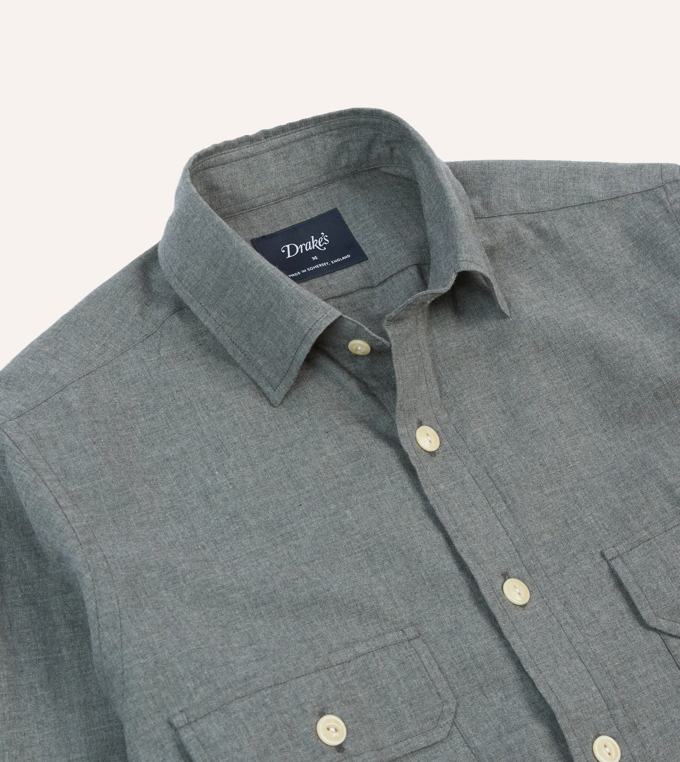 Drake’s Cotton Flannel Two-Pocket Work Shirt