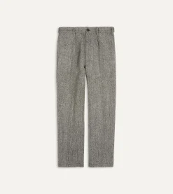 Drake’s Grey Harris Tweed One Pleat Games Trousers