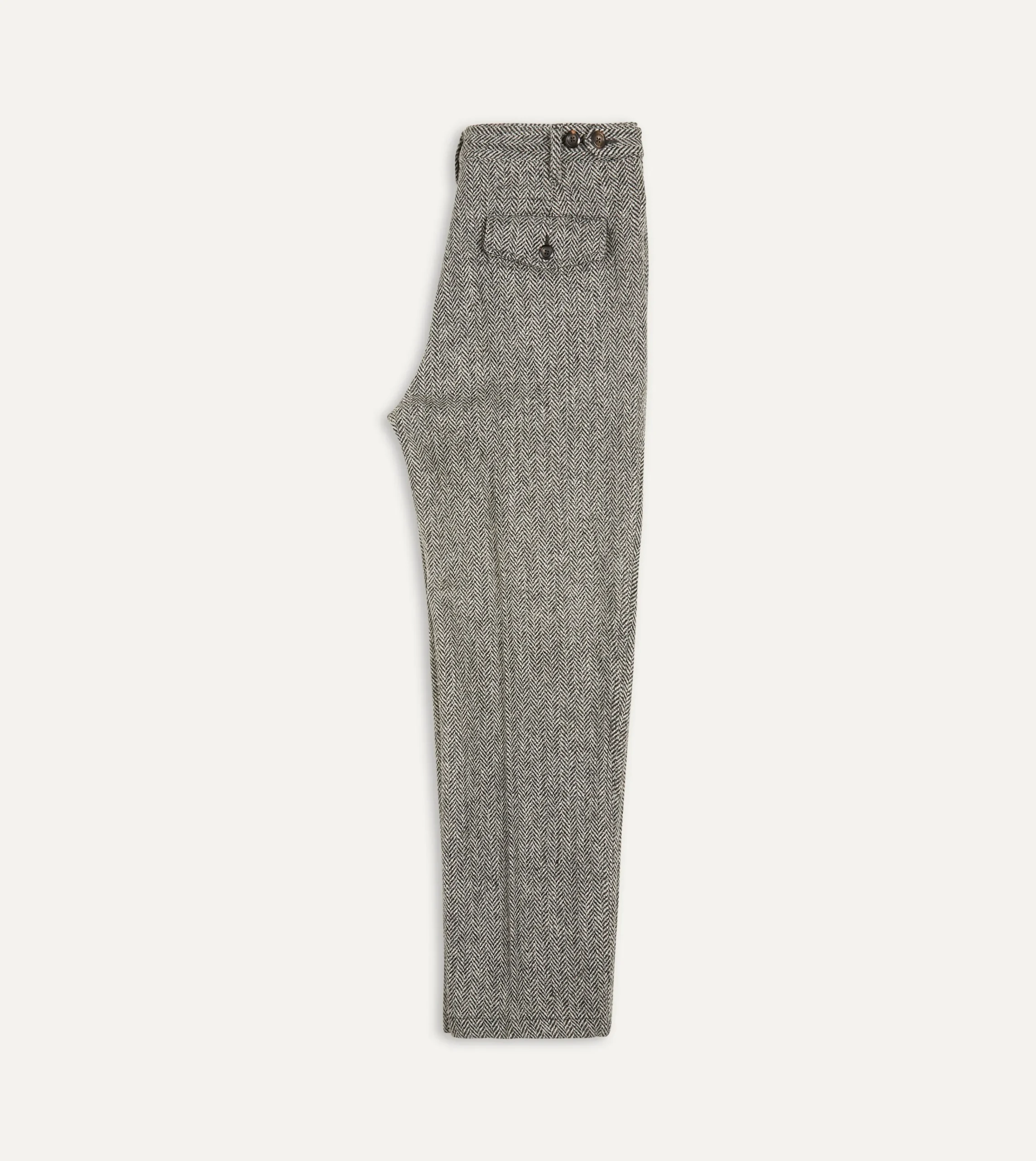 Drake’s Grey Harris Tweed One Pleat Games Trousers