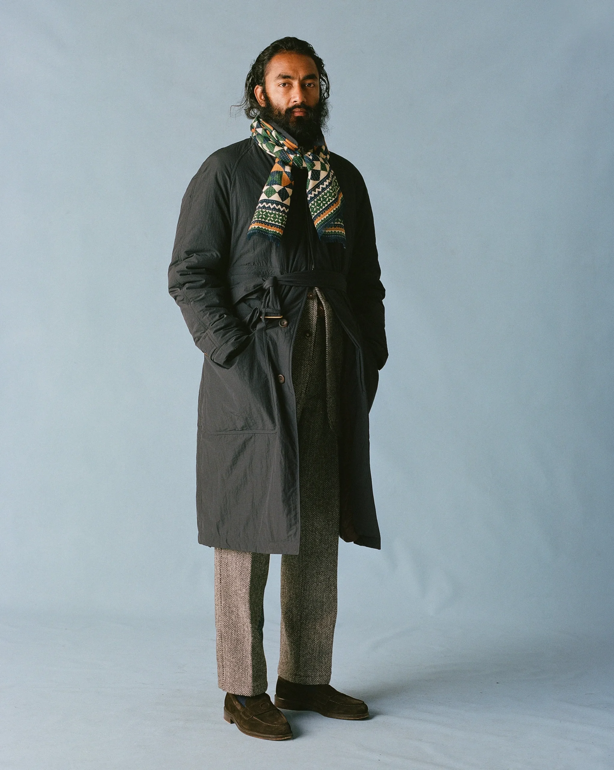 Drake’s Grey Harris Tweed One Pleat Games Trousers