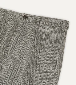 Drake’s Grey Harris Tweed One Pleat Games Trousers