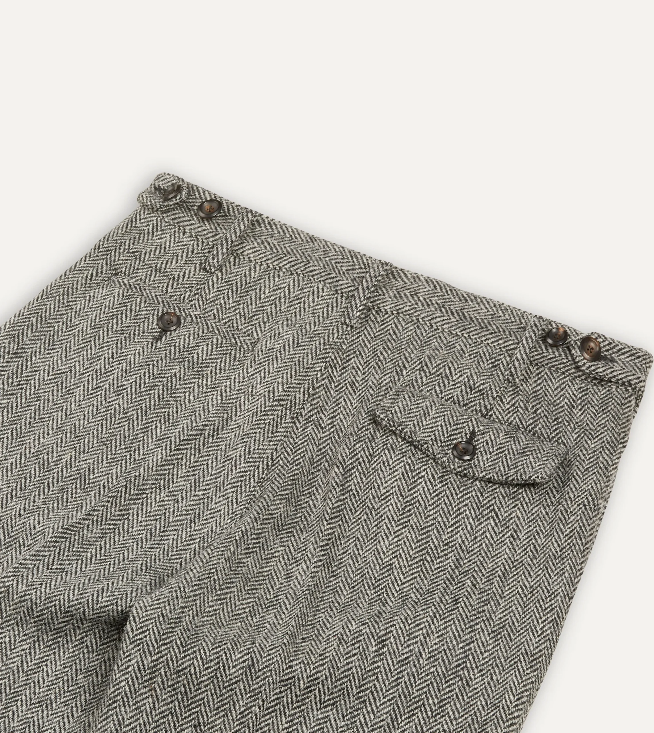 Drake’s Grey Harris Tweed One Pleat Games Trousers