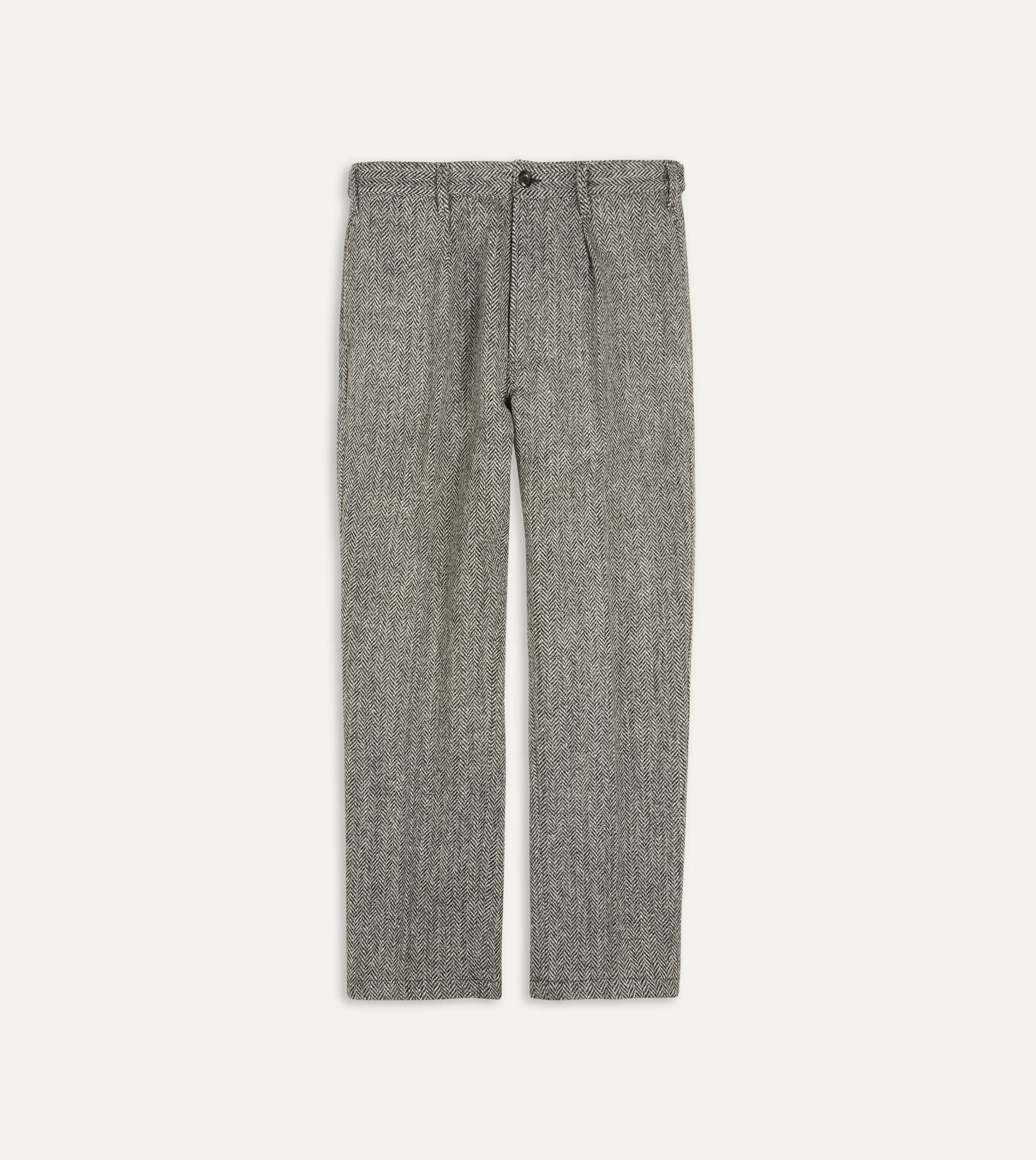 Drake’s Grey Harris Tweed One Pleat Games Trousers