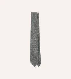 Drake’s Grey Herringbone Hand Rolled Wool Tie